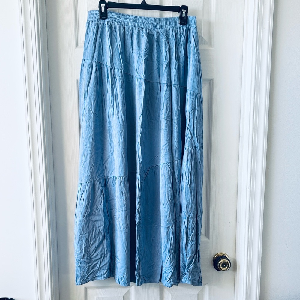 Anrabess Chic Light Blue Maxi Skirt